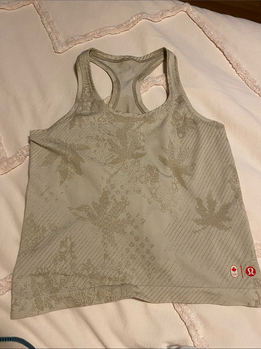 lululemon athletica beige maple leaf Racerback Tank